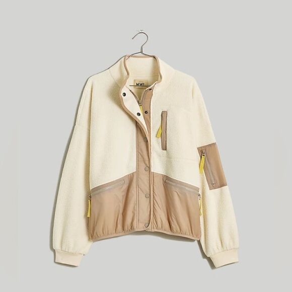 Madewell Resourced Sherpa snap front Jacket. Small NWT - Picture 1 of 9